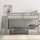 preview thumbnail 13 of 21, Twin over Twin Floor Wood Bunk Bed,Staircase with Storage Space Gray