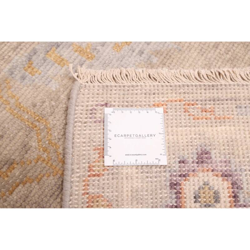 ECARPETGALLERY Hand-knotted Modern Oushak Light Grey Wool Rug - 5'0 x 8'0