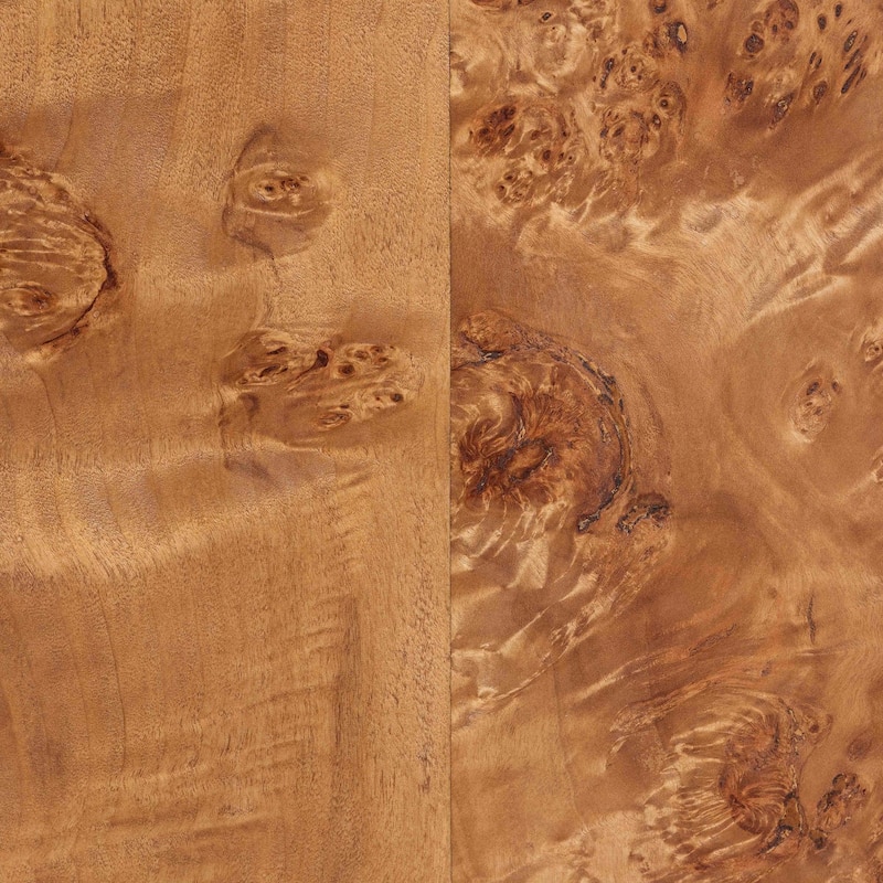 Valora Modern and Contemporary Natural Mappa Real Burl Wood 4-Door Sideboard Buffet