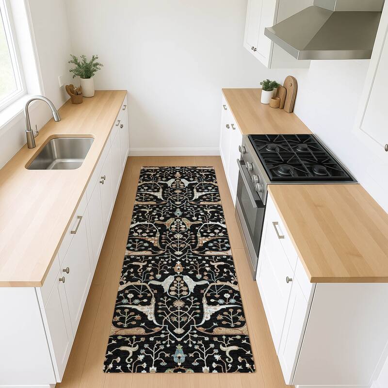Machine Washable Indoor/ Outdoor Traditional Persian Chantille Rug