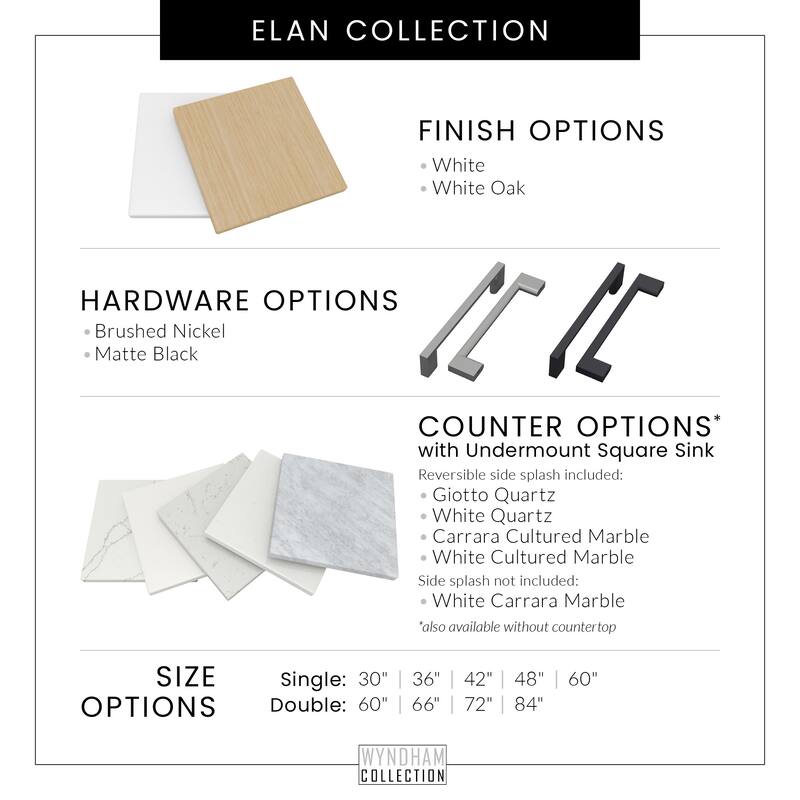 Wyndham Collection WCH717160S-QTZ-US3MXX Elan 60" Free Standing Single