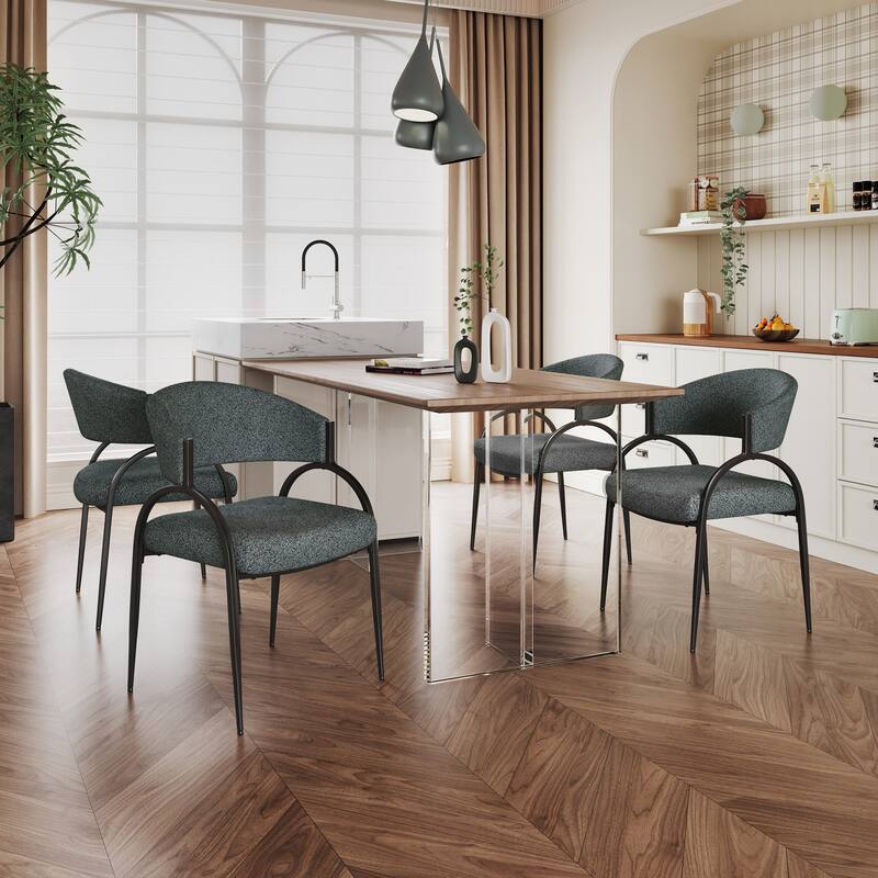 Modern Set of 2 Dining Chairs with Padded Backrest Seat, Metal Legs for Dining Room Living Room and Café