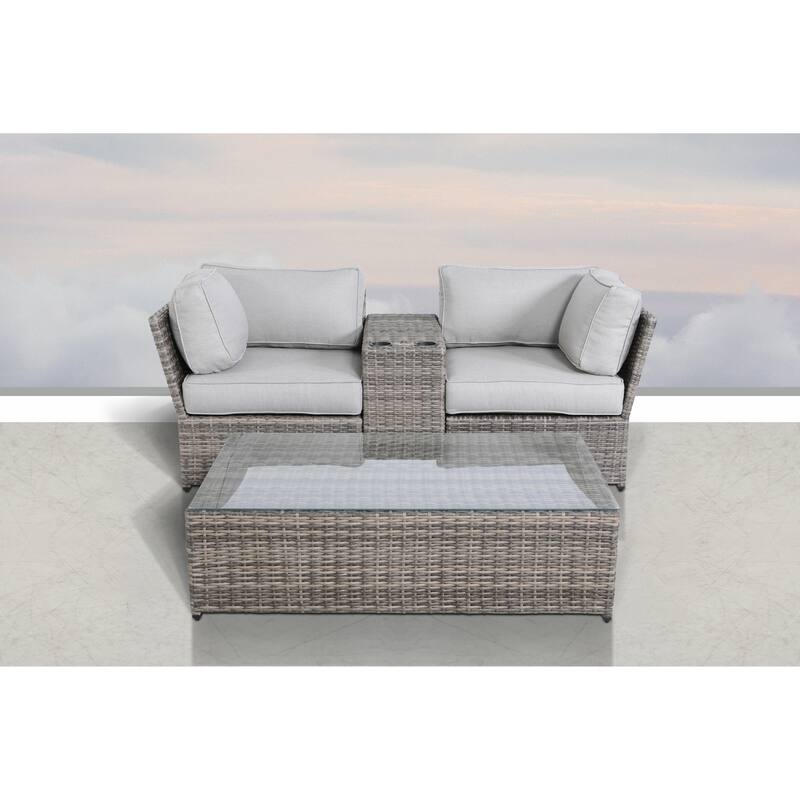 LSI 4Piece Rattan Sectional Seating Group with Cushions