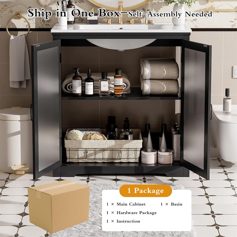 30" Modern Bathroom Vanity with Ceramic Sink