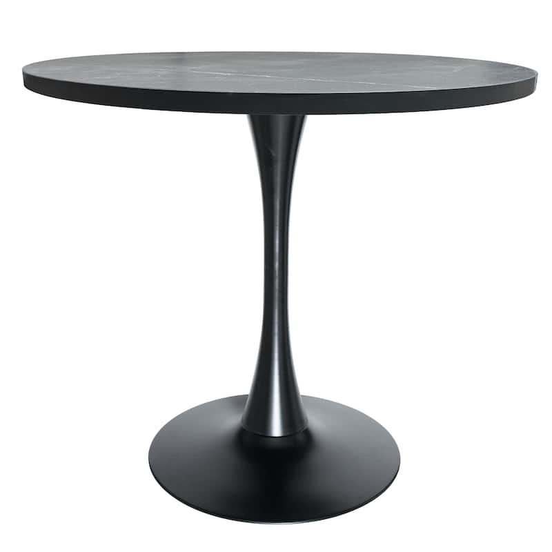 Bristol 36" Round Dining Table for 4 with MDF Top and Sleek Black Iron Base for Kitchen & Dining Room