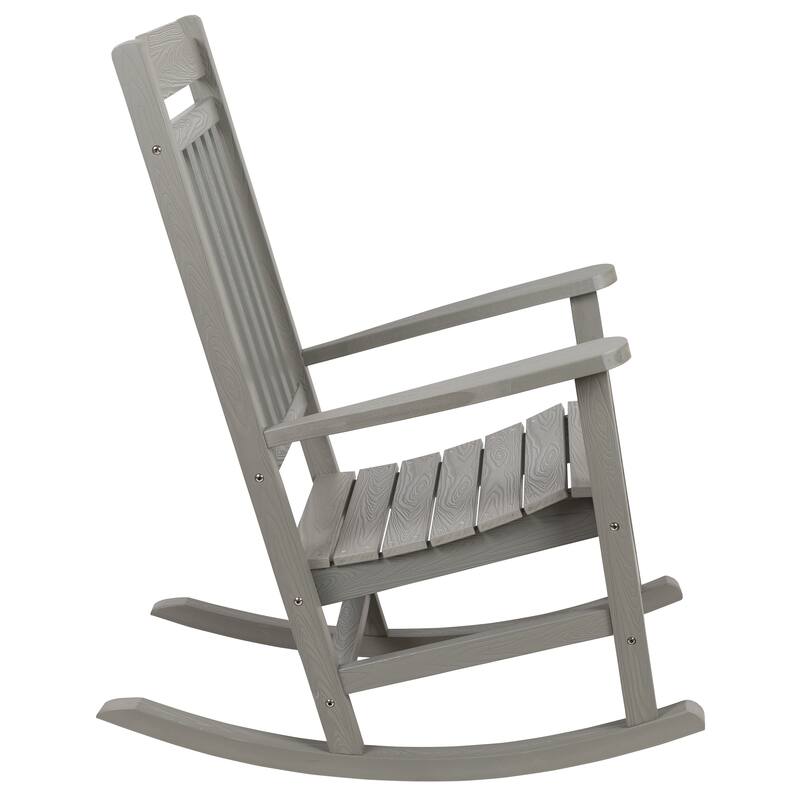 Set of 2 Indoor/Outdoor Poly Resin Rocking Chairs with Side Table - 25.625"W x 35"D x 42"H