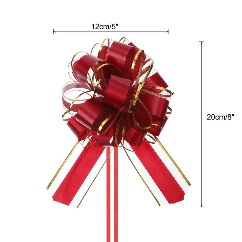 10pcs 6" Large Pull Bow Organza Gift Wrapping Bows Ribbon for Wedding - Burgundy Red - 6 Inch
