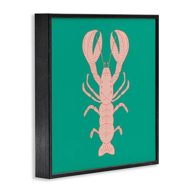 Stupell Minimal Pink & Green Lobster Framed Giclee Art Design By Sazerelli Designs