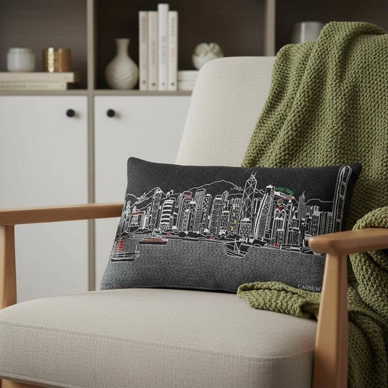 14" X 24" Black Gray and White Hometown Pride Wool Lumbar Throw Pillow