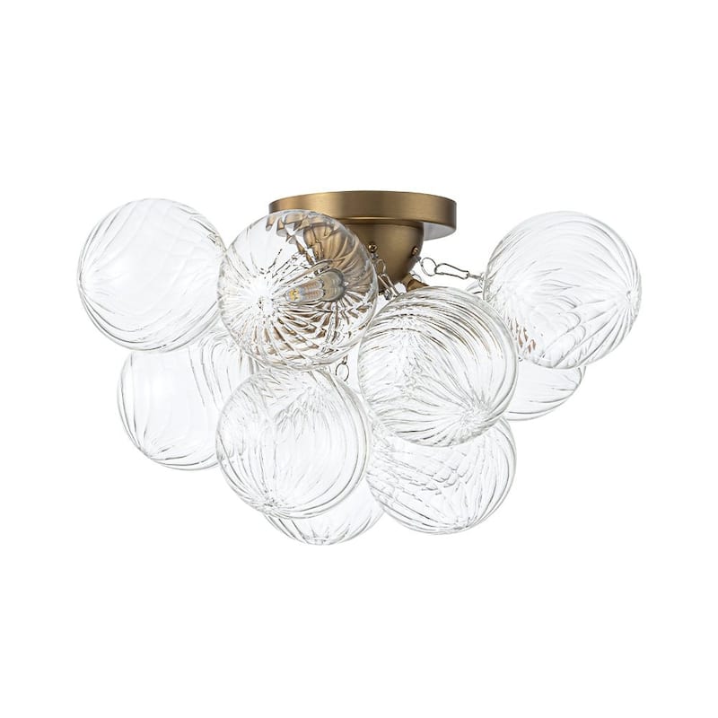 3-Light Swirled Glass Globe Bubble Semi Flush Mount - N/A