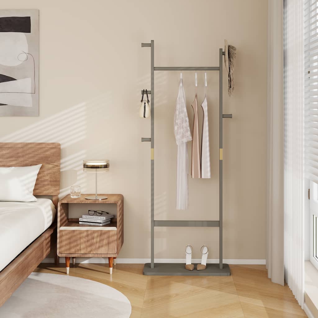 Modern Coat Rack with Durable Freestanding Hanger, Easy to Assemble, for Entrance and Hallway, Living Room, Athenian Gray