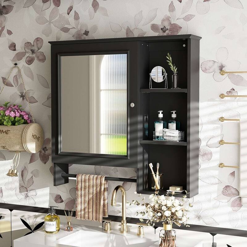 30'' Bathroom Vanity with Top Sink, Freestanding Vanity Set with Mirror Cabinet
