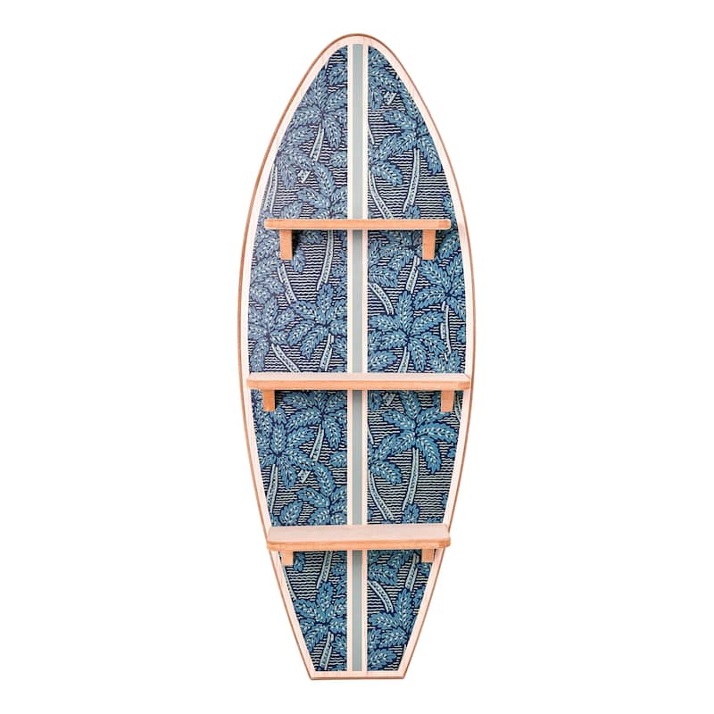 Kona Coast by Reyn Spooner Biscus Bounth Earth Red Surfboard Printed Wall Shelf - 35" x 13" x 5.5"