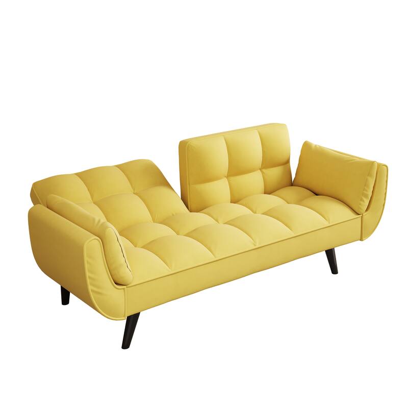 57 "Sofa Bed,Polyester Blend Comfy Futon Couch Bed with 2 Square Pillows, Convertible Sleeper Sofa with Adjustable Backrest