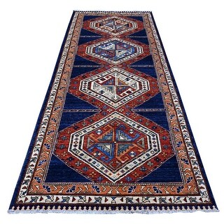 Shahbanu Rugs Federal Blue Soft Wool Aryana Fine Afghan Geometric ...