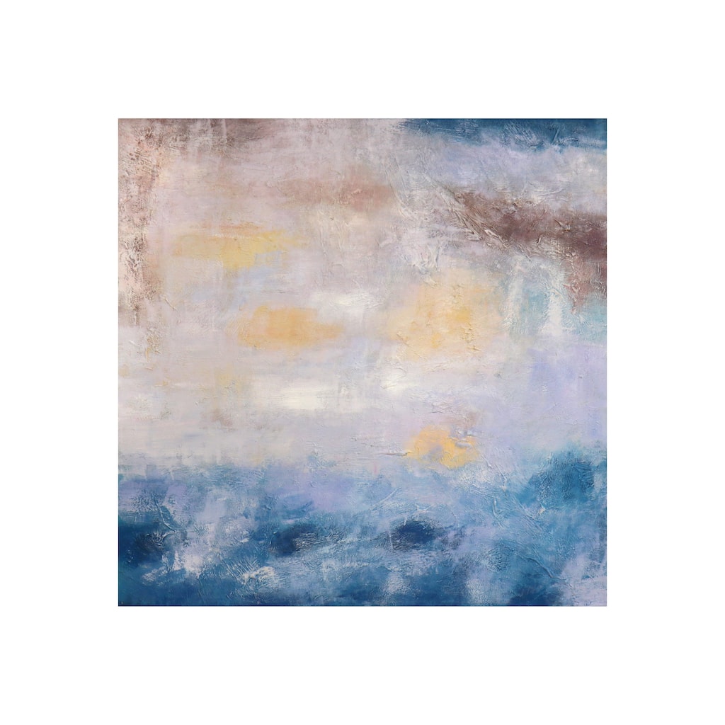 Pasargad Home Cerulean — Hand-Painted Blue Abstract Oil Painting on Canvas