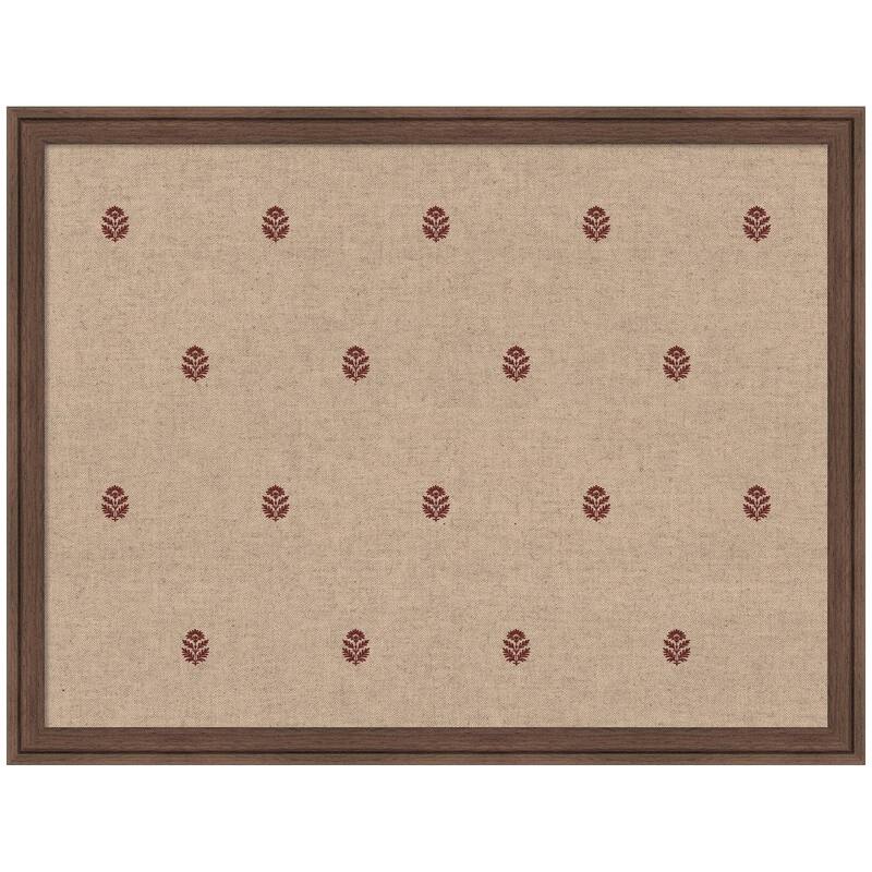 Kate and Laurel Pinboard Red Botanical Block Print - 26x20 - Florence Medium Brown