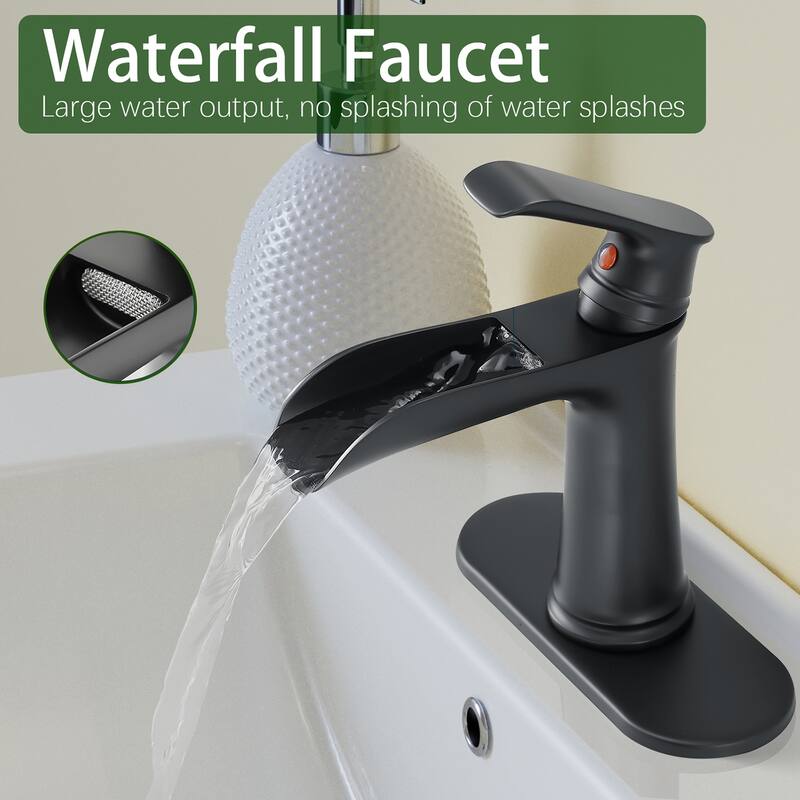 Topcraft Single Handle Waterfall Bathroom Faucet with Baseplate