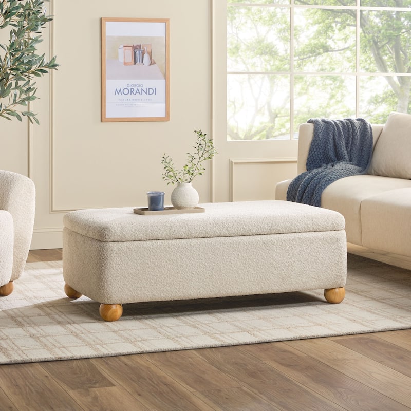 Walker Edison Contemporary Boucle Large Storage Ottoman