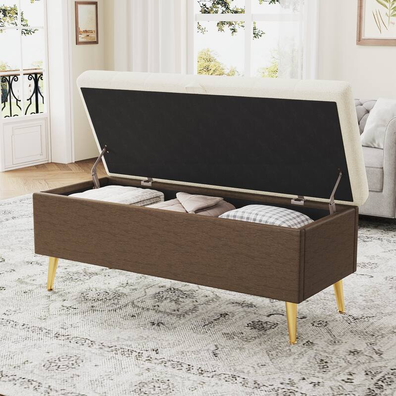 Modern Storage Ottoman Bench Upholstered Bedroom Bench