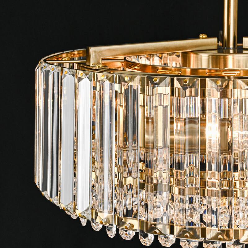 15.7" Modern 4-Light Crystal Semi Flush Mount