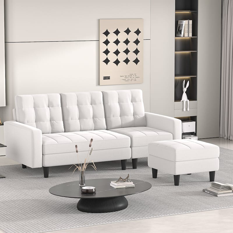 Javlergo Convertible Sectional Sofa, L Shaped Couch with Linen Fabric, Reversible 3-Seater Lounge Couch for Living Room