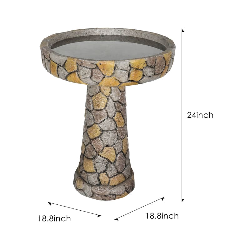 Concrete Bird Bath for Garden- Standing Bird Water Bowl for Patio Deck