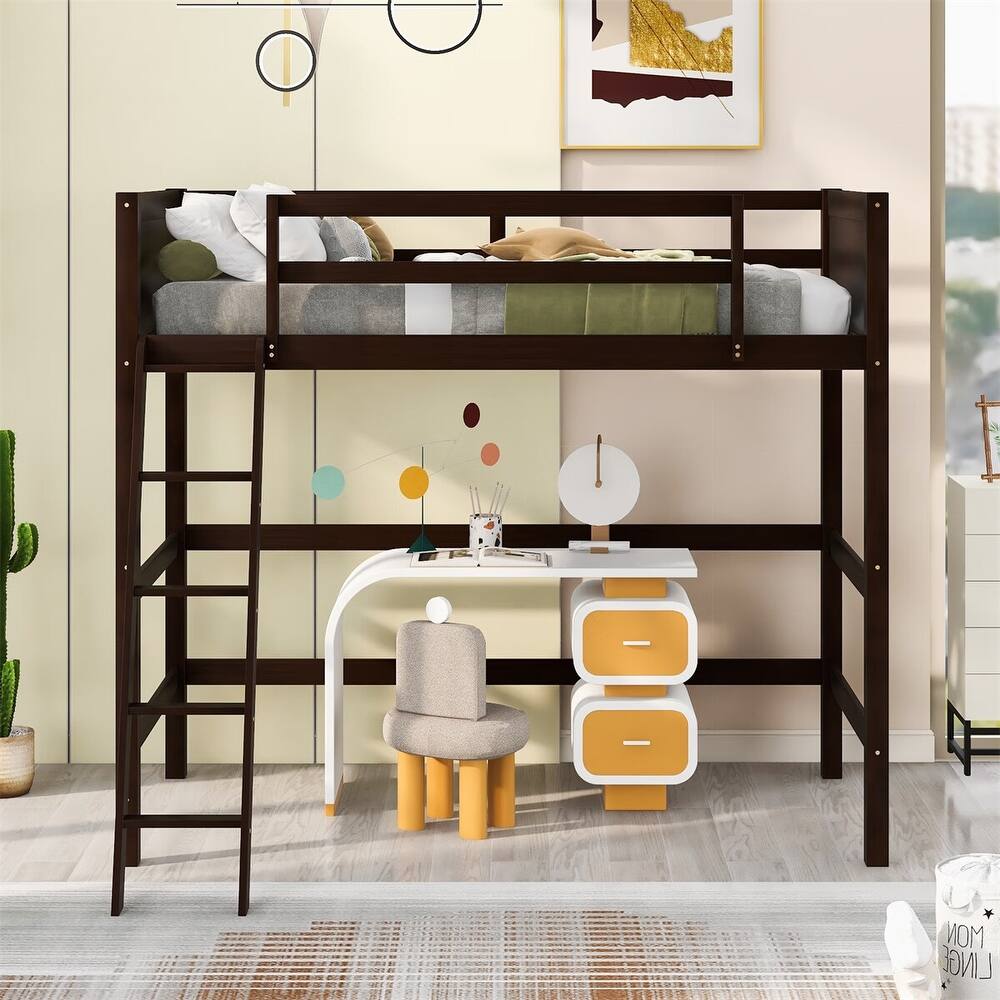 Merax Solid Wood Twin Size Loft Bed with Ladder