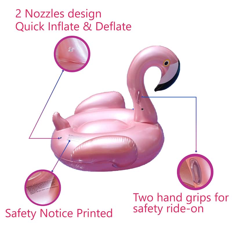 Dimple Giant Inflatable Luxurious Flamingo Pool Float Toy, Fun Beach Floaties, Swim Party Toys for Adults & Kids (Rose Gold)