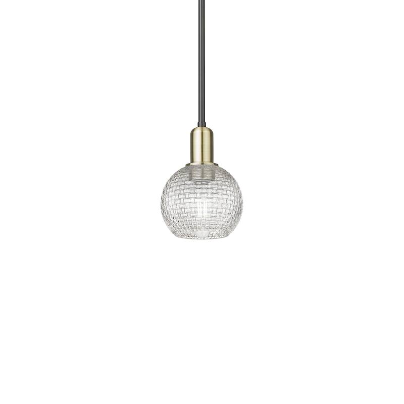 Innovations Lighting 716-1S-9-6 Athens Pendant Athens 6" Wide Mini - Black Antique Brass / Clear Basketweave