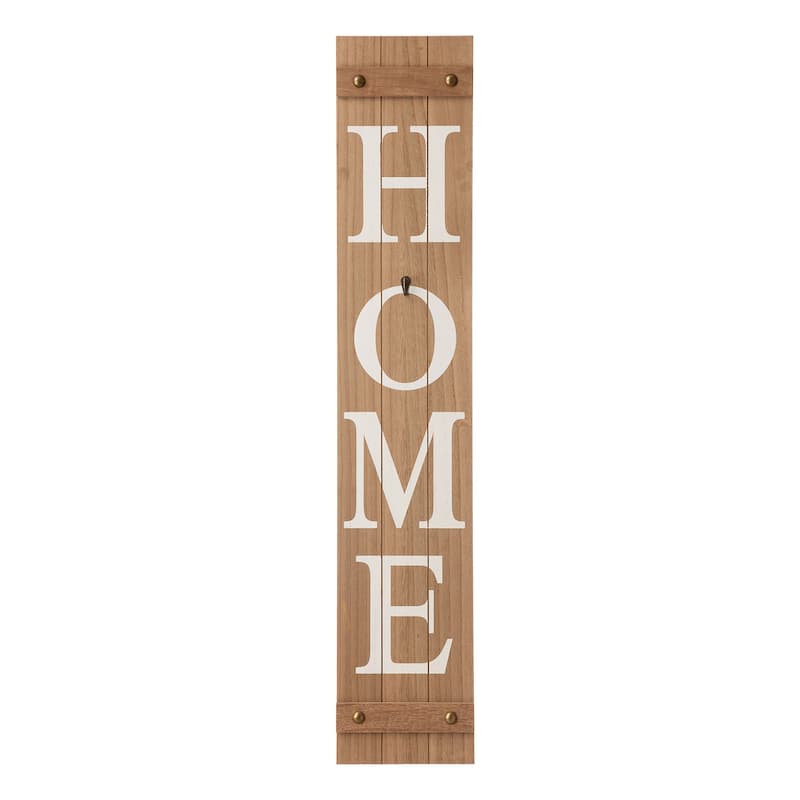 Glitzhome 42"H Wooden "HOME" Porch Sign with 3 Changable Floral Wreaths