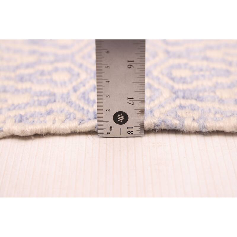 ECARPETGALLERY Flat-Weave Nevada Light Denim Blue Wool Kilim - 5'2 x 7'4