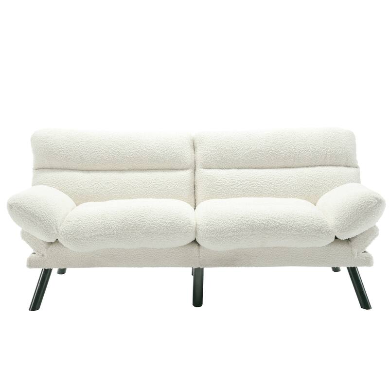 Thick cushion sofa, sofa bed, sleeper sofa with metal feet - White Teddy