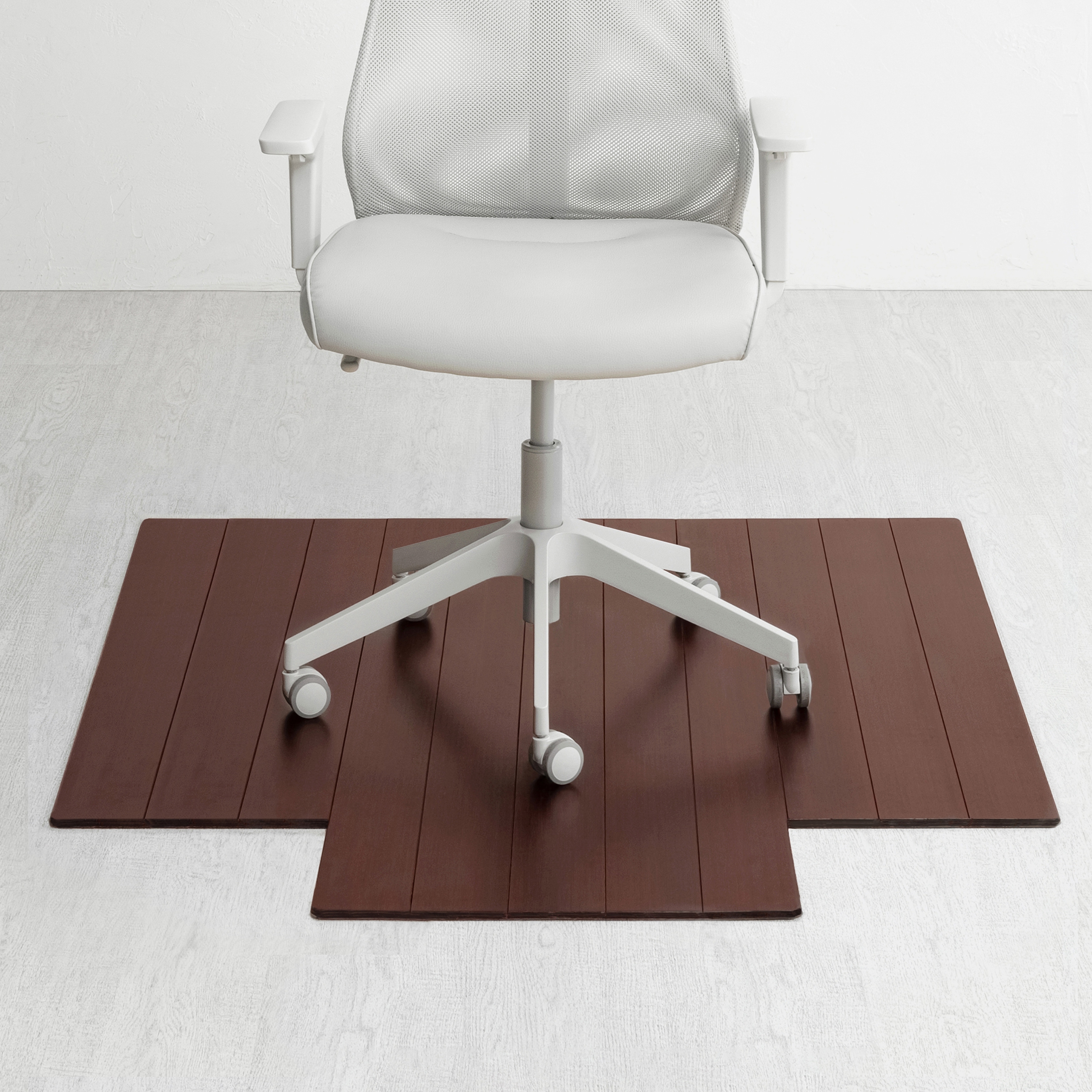 Jani Eco Deluxe Dark Cherry Bamboo Chair Mat with Lip - (44 x 52), Durable Eco-Friendly Chair Mat
