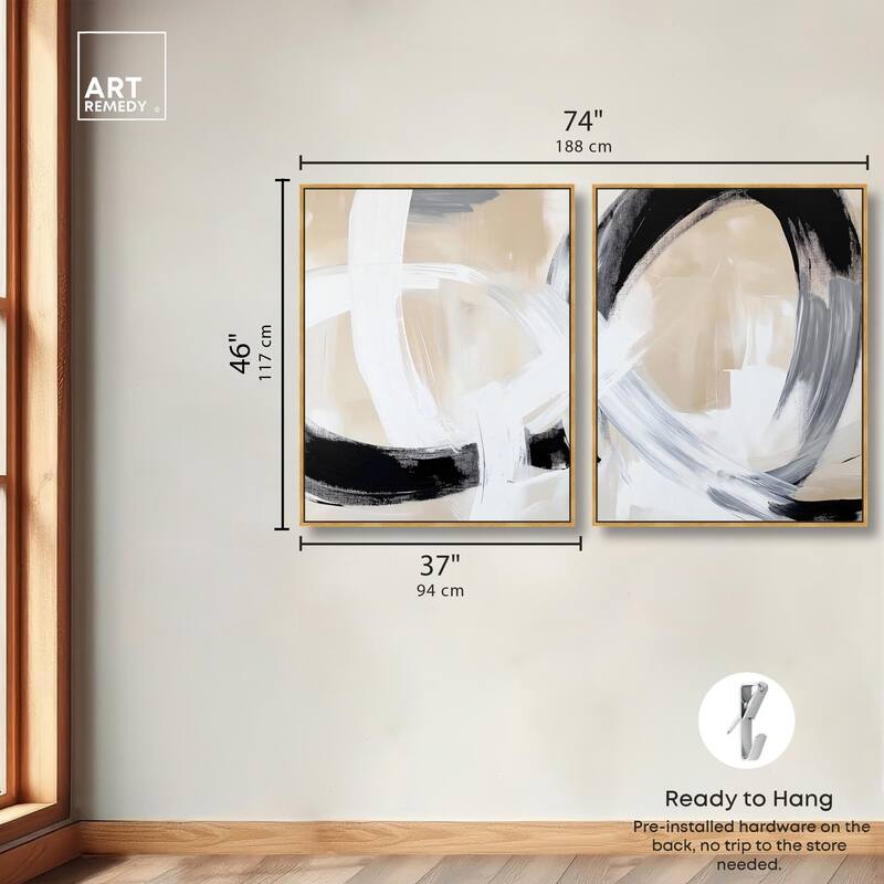 Neutral Interplay I Canvas Set of 2 by Art Remedy