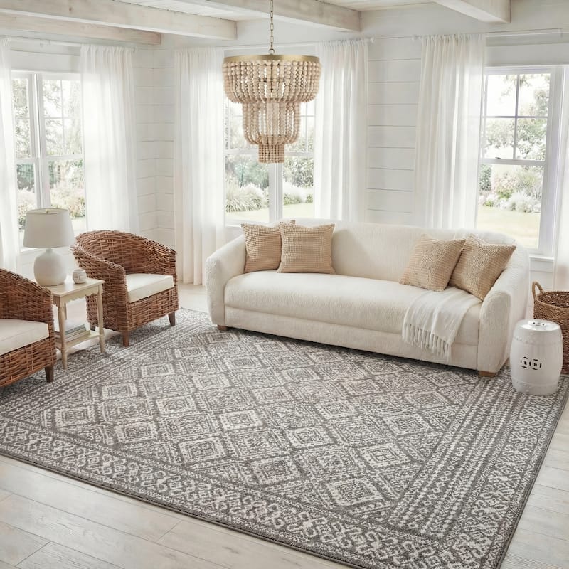 SAFAVIEH Tulum Phebe Rustic Moroccan Boho Rug - 6' x 9' - Dark Grey/Ivory