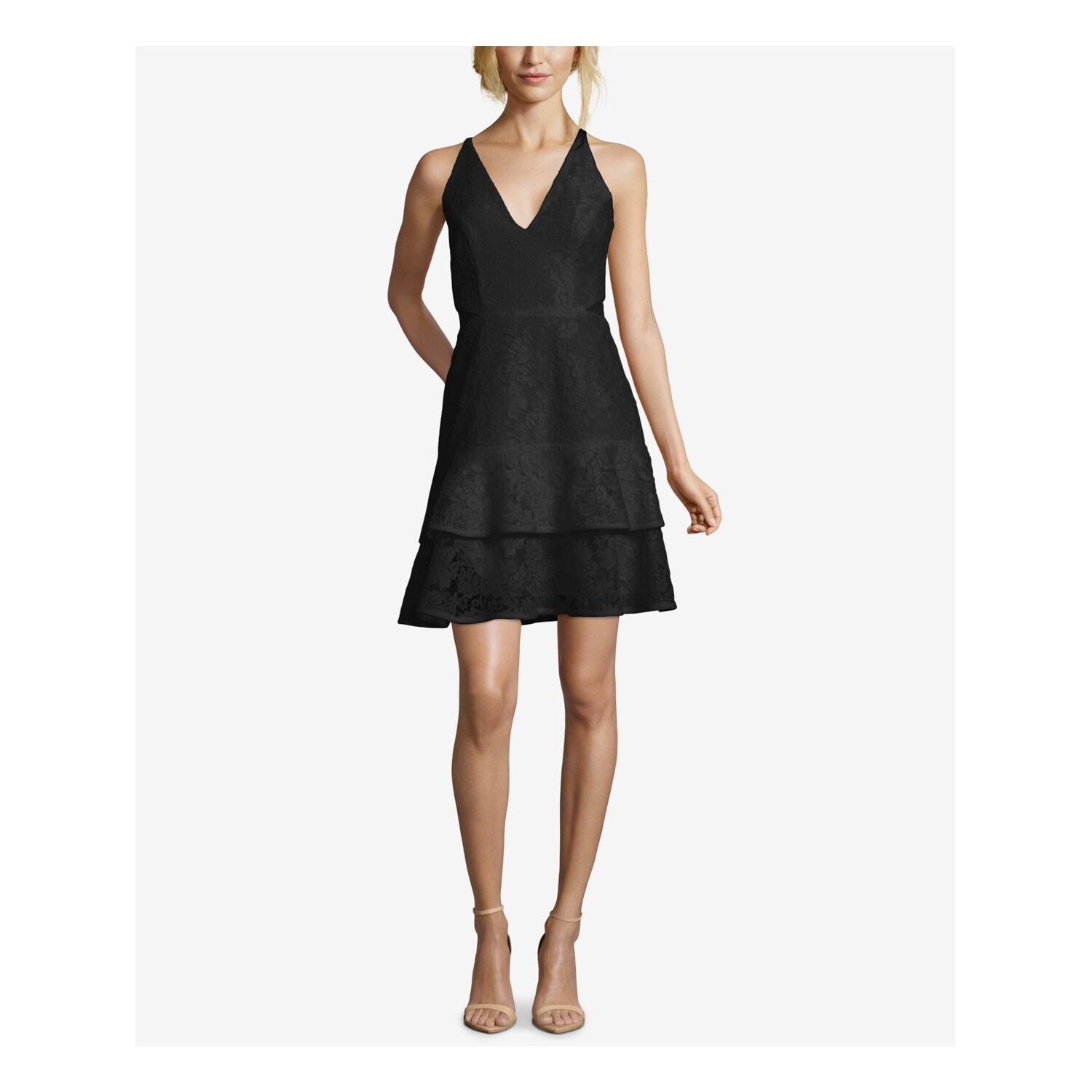 black v neck party dress