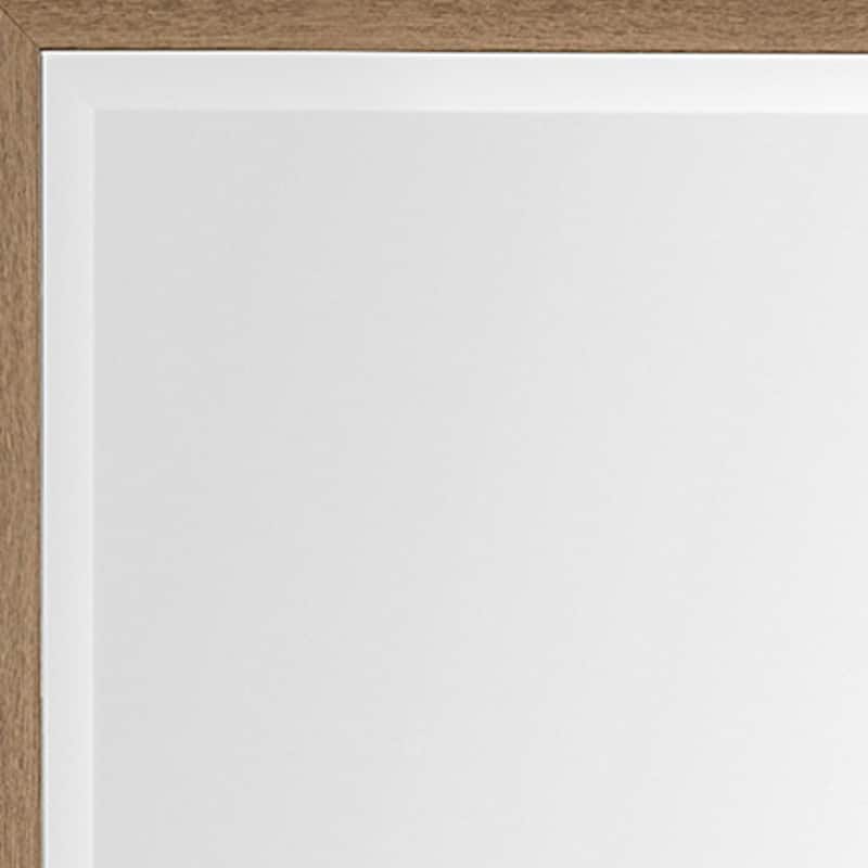 HomeRoots 53" White And Natural Framed Bathroom Vanity Mirror - 28.38 in. x 52.75 in. x 2.50 in.