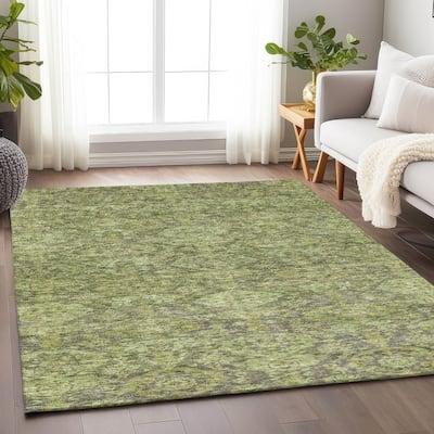 Machine Washable Indoor/ Outdoor Traditional Damask Chantille Rug
