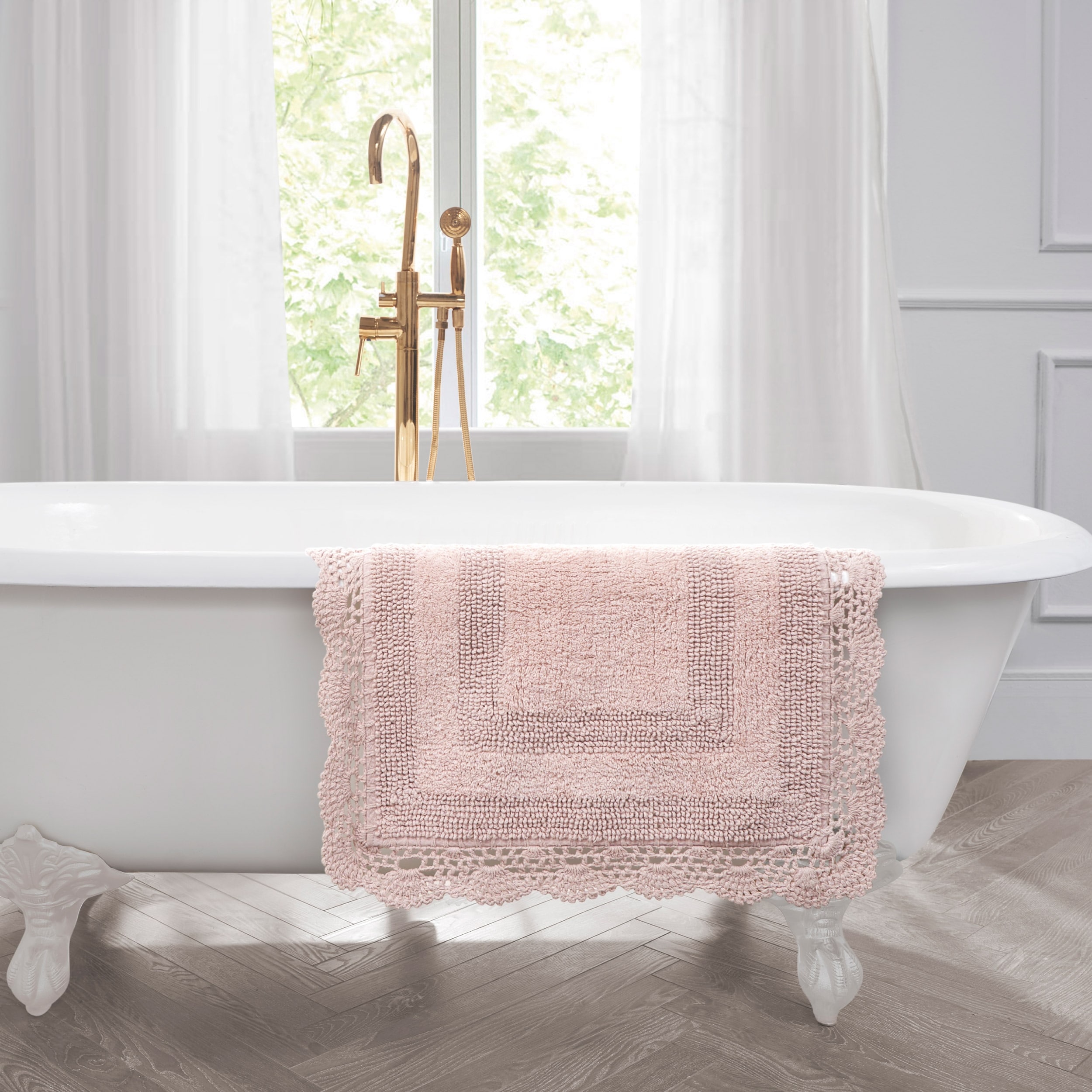 Laura Ashley Reversible Cotton Crochet Bath Rug - On Sale