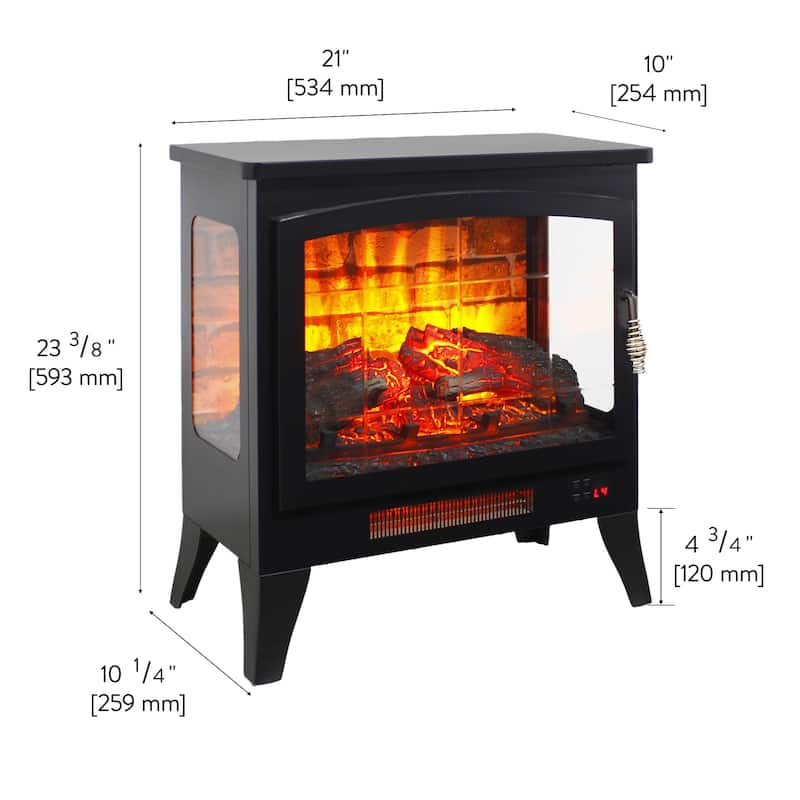 21-Inch Freestanding Electric Fireplace, 1400W Electric Fireplace Stove w/Remote Control - N/A