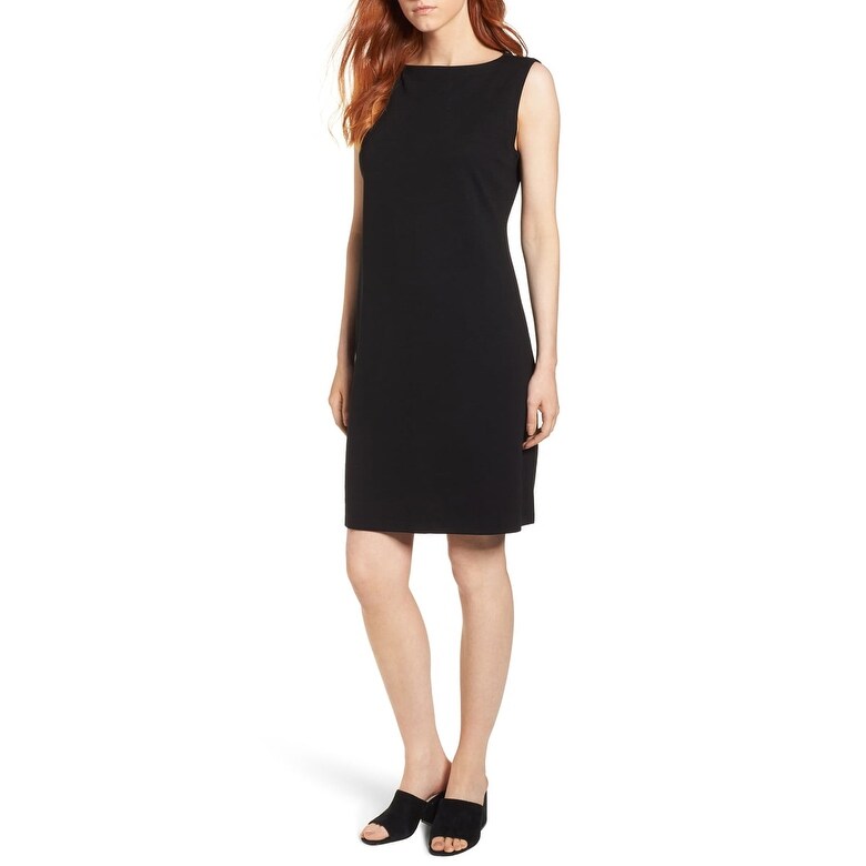 eileen fisher black sleeveless dress