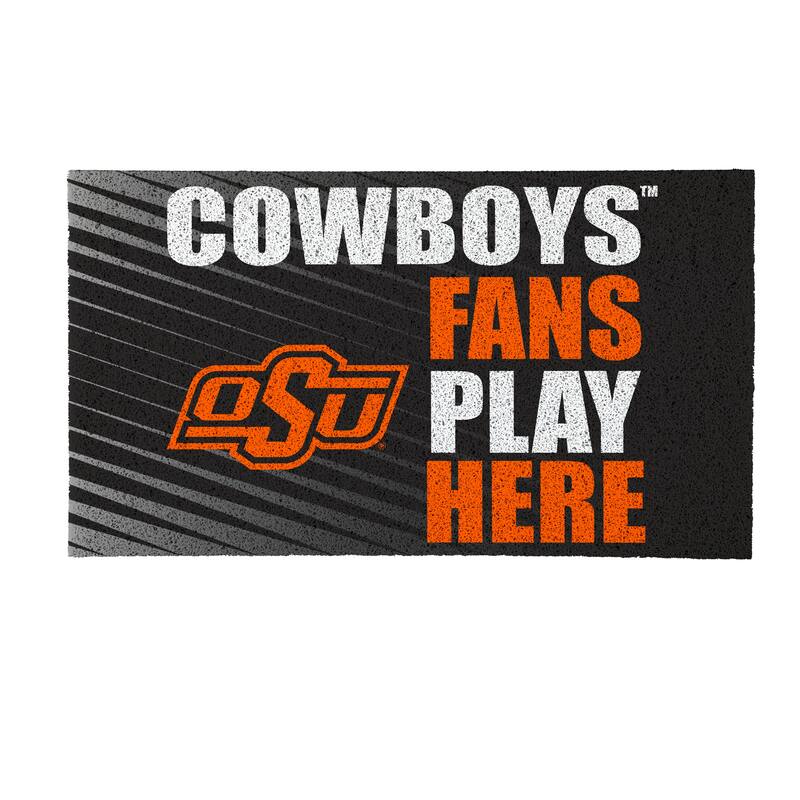 28 in. x 16 in. Oklahoma State University "Fans Play Here" PVC Door Mat