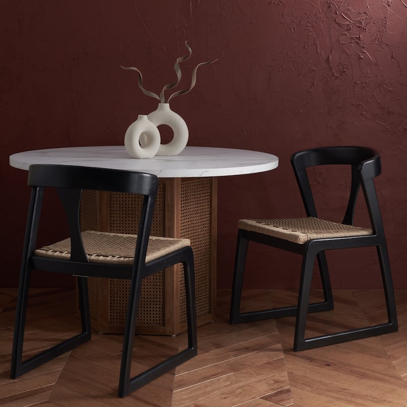 SAFAVIEH Couture Vjera Woven Dining Chair (Set of 2) - 23 In W x 21 In D x 33 In H - 19"Wx21"Dx33"H