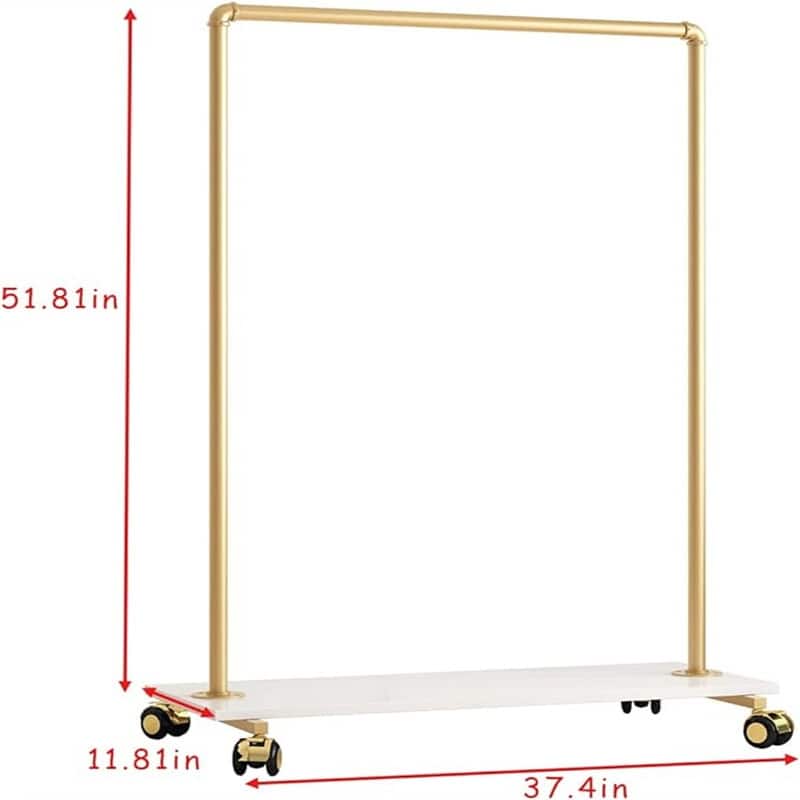 Metal Clothing Rack with Wood Shelf - 11.81"D x 37.4"W x 51.81"H