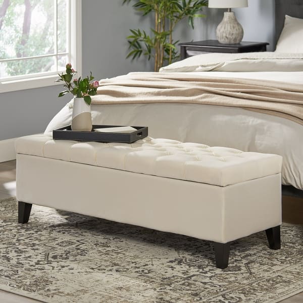 CHRISTOPHER KNIGHT HOME Emberline Modern Upholstered Storage Ottoman - Main Image