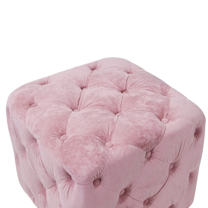 Blue Modern Velvet Upholstered Ottoman