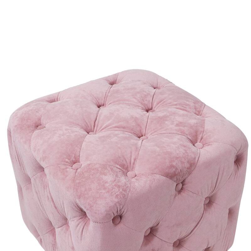 Modern Velvet Upholstered Square Tufted Ottoman by GDFStudio