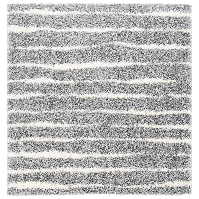 SAFAVIEH Venus Shag Bergny 1.75-inch Thick Rug - 2'7" Square - Grey/Ivory