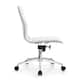 Set of 2 Modern Office Chairs, Upholstered PU Leather Ribbed Armless Mid Back with Metal Frame, Adjustable Height, Tilt